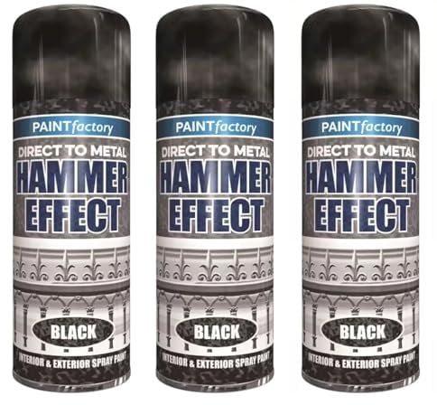 DIOXSTAR Hammer Effect Aerosol Spray Paint, Textured Finish, Interior & Exterior Paint, Easy to Use, Provide a Striking Hammered Effect, Long-Lasting, Black, 400ml (3 PCS)