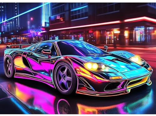 QENSPE Sportwagen Diamond Painting Set für Erwachsene, 5D Diamond Painting Sci-Fi Diamond Art mit Werkzeugen, Kristall Diamant Kunst DIY Handwerk für Haus Zimmer Wand Dekor 30x40cm