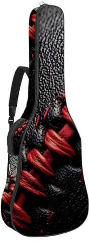 KengjuTesu 43 Zoll Akustikgitarre Softcase mit Rucksackgurt und 2 Taschen schwarze Baseballstiche, keine Polsterung, Rucksack, wasserdichtes Oxford-Tuch, Bassgitarre, Gigbag für Konzertgitarre,