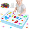 Vicloon Light Box Blau mit 151 Bunte Buchstaben, Zahlen, Rechensymbole und Geometrie, Sensorisches Spiel für Kinder ab 3+, Leuchttisch für Kinder, 10 Stufige Dimmung, Zählen und Buchstabieren üben