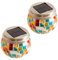 Garden Mile Tarro de cristal de mosaico colorido, luces LED solares de jardín con sensor automático, luces para exteriores, mosaico, luces de patio, bolas de cristal para decoración de patio (2 tarros