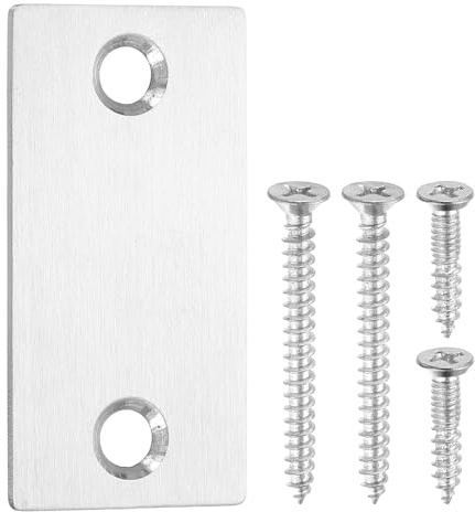 sourcing map Door Edge Hole Filler Plate, 2.24 x 1.1 Door Hole Cover Plate Stainless Steel Deadbolt Cover Plate with 40/20mm Screws for Fixing Wooden Furniture Corner, Silver