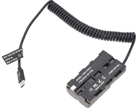 Fotga Coiled USB Type C Power Adapter Cable to Decoded NP-F Dummy Battery as NP-F550 F570/F750/F960/F970 for Power Atomos Ninja Shinobi Monitor Video Transmitter Camcorder Camera BMPCC BMCC 6K