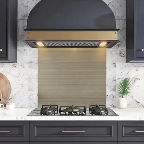 eR Home 600x500MM Stainless Steel Splashback for Kitchen With Black Yellow Antique Copper Finish, 1mm Thick Kitchen Splashback for Cooker with Adhesive/Glue included | Easy to Install & Clean
