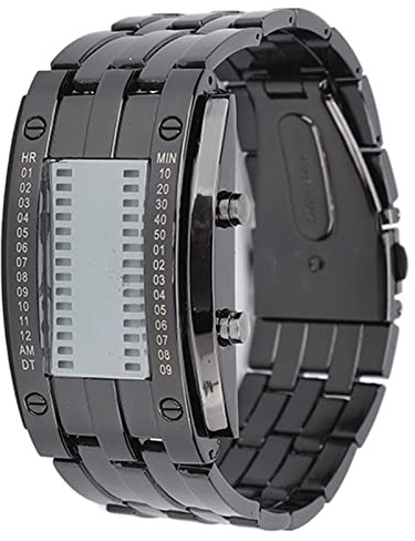 Ausla Herrenuhr, LED-Business-Armbanduhr aus Legierung mit Wasserdichter Funktion, Binäre Zeitanzeige für den Freizeit- und Formellen Gebrauch