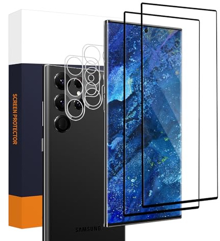 Carantee 2+2 Verre trempé pour Samsung Galaxy S24 Ultra 5G, 9H Dureté Ultra Résistant Protection écran +Caméra Arrière Protecteur, Anti Rayures, Sans Bulles, HD Sensibilité S24 Ultra Vitre Protection