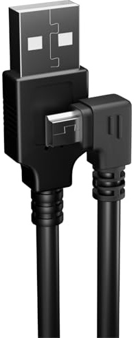 Extra Long Mini USB Cable 90 Degree Left Angle Charge Cord For Garmin Dash Cam Car Dashcam GPS Navigator DVR Camera GoPro (5 Meters Left Angle)