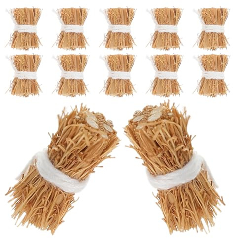 Housoutil Mini Hay Bales 12Pcs 2.5Cm Straw Decorative Haystack for Micro Landscape Crafting and Dollhouse Farm Scenes