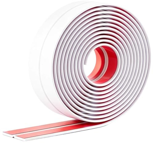 1PC Moulure Adhesive PVC pour Murs 2cm×5m, Baguette d’Angle Souple Autocollante, Protection Bordure Murale Blanche Brillante, Cornière Flexible pour Carrelage Plafond Cuisine Salle