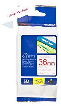 Brother TZE262 Nastro Laminato, 36 mm, Rosso/Bianco