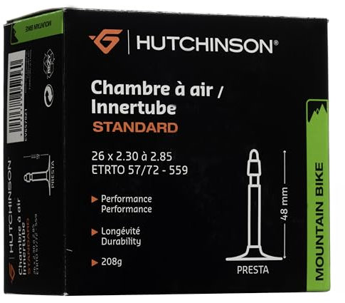HUTCHINSON - Cámara de Aire - MTB - Estándar - Resistencia y Antipinchazo - Válvula Presta - Espesor 0,9 mm - 48 MM - 26 x 2,30-2,85