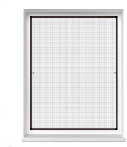 jarolift Fliegengitter Fenster Profi Line, Insektenschutz Fliegenschutzgitter Spannrahmen, Kürzbar, Alurahmen, 100 cm x 150 cm (B x H), Rahmenfarbe Braun