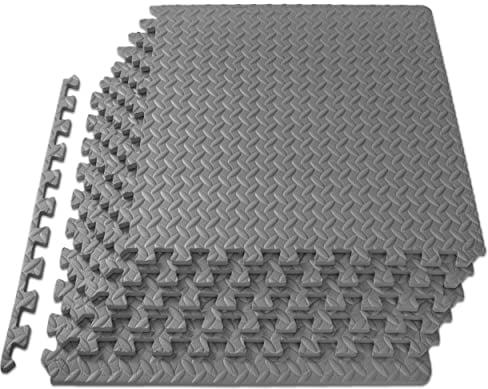 ProsourceFit Puzzle-Übungsmatte, 1,3 cm, ineinandergreifende EVA-Schaumstoff-Bodenfliesen für Heim-Fitnessstudio, Matte für Heimtrainingsgeräte, Bodenpolsterung für Kinder, Grau, 61 x 61 x 1,3 cm, 7,3