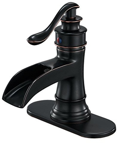 Aquafaucet Bec cascade seule poignée de salle de bain Lavabo Robinet robinet mitigeur, Orb Bronze huilé, 9233