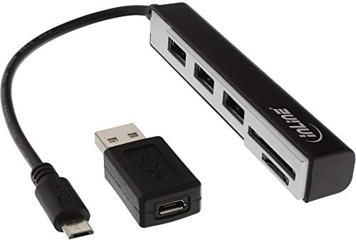 InLine 66775C USB OTG Cardreader & 3-Port USB 2.0 Hub, für SDXC und microSD, mit Adapter