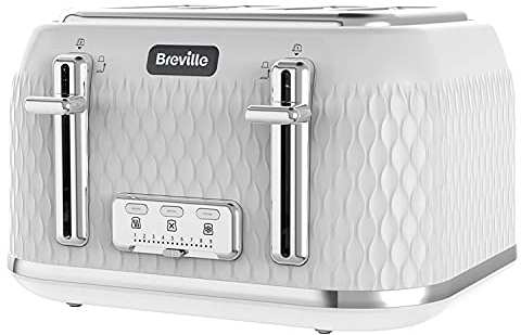 Breville Curve 4 Slice Toaster with High Lift & Wide Slots | White & Chrome [VTT911]