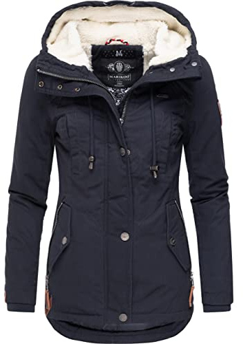 MARIKOO Damen warme Winterjacke mit kuscheliger Kapuze Bikoo Blau Gr. XXL