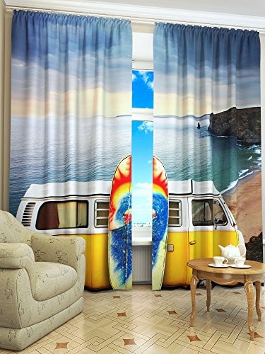 Lemare Deko-Vorhänge Digitaldruck | VW T1 T2 | Oldtimer | Dicker Vorhang Blickdicht | 2 STK. 145x260 cm