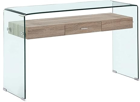 Meubletmoi Console en Verre trempé et Caisson avec tiroir en Bois MDF - Design Contemporain - Ice
