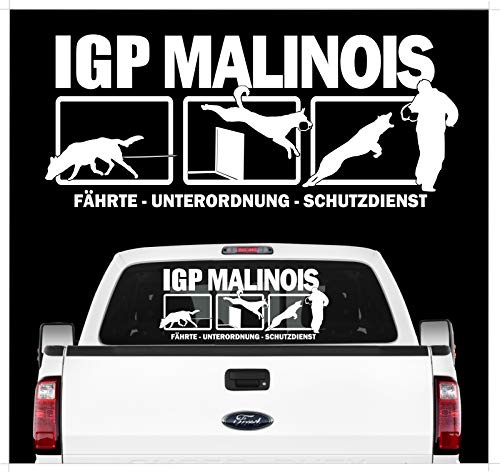 siviwonder Auto Aufkleber IGP HS Belgian Malinois Autoaufkleber K9 Hundeanhänger ehemals IPO Hundesport Hundemotiv weiß