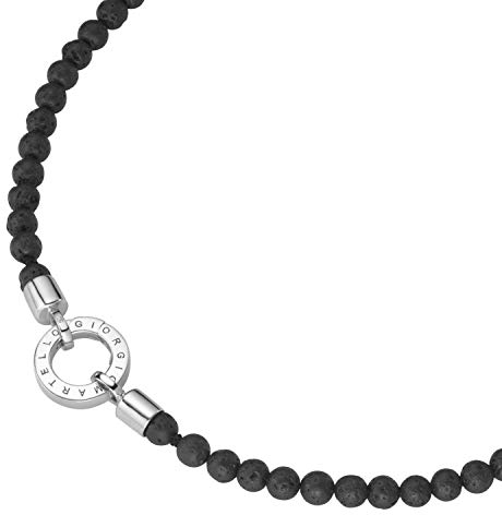 Giorgio Martello Milano Kette Aus Lavastein-Kugeln, Silber 925 Schwarz, 60 Cm 925 Sterling Silber