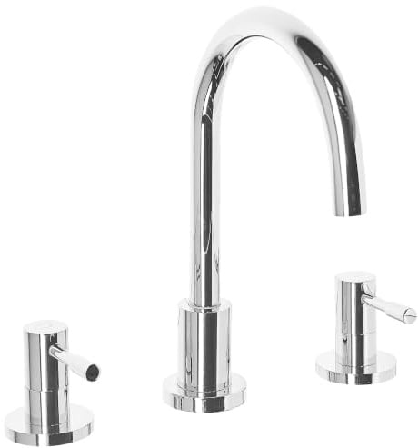 Robinet Mélangeur 3 Trous en Laiton et Acier Inox Chromé Ajout Design au Lavabo et Accessoire Déco pour Salle de Bain Moderne Beliani