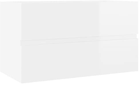 vidaXL Waschbeckenunterschrank Waschtisch Unterschrank Badmöbel Badschrank Badezimmerschrank Badezimmer Hochglanz-Weiß 80x38,5x45cm Holzwerkstoff
