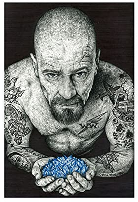 INKED Werner Heisenberg Leinwand-Poster, Wandkunst, Deko, Bild, Gemälde für Wohnzimmer, Schlafzimmer, Dekoration, 60 x 90 cm, ohne Rahmen