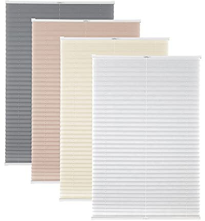 Victoria M. Elegance Plissee, Sichtschutz Fenster Sonnenschutz, Lichtdurchlässig, Vliesstoff, mit und ohne Bohren, 40 x 150 cm, Grau