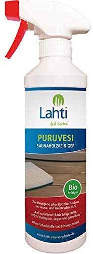 Lahti PURUVESI - Saunaholzreiniger auf Bio-Basis - Saunareiniger gegen Schweiß- und Feuchtigkeitsflecken - Grundreiniger für naturbelassenes Holz - Frei von Lösungsmitteln und Schadstoffen