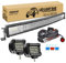 RIGIDON 32 Zoll 80 cm 405W gebogene led lichtleiste mit 12v kabelbaum kit, 2x 4 zoll spot led arbeitsscheinwerfer, Wasserdicht warmweiß offroad beleuchtung für Auto Offroad LKW KFZ Traktor 4x4, 6000K