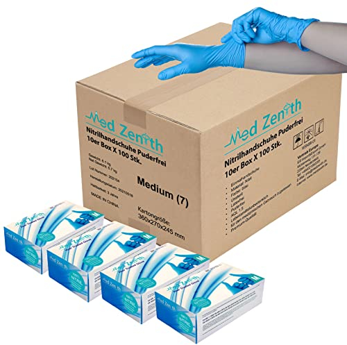 Genel Einmalhandschuhe - Einweghandschuhe M Nitril einweg medizinische Handschuhe puderfrei latexfrei Nitrilhandschuhe Gummihandschuhe 1000 Stück in Spender-Box (M, 1000), Blau
