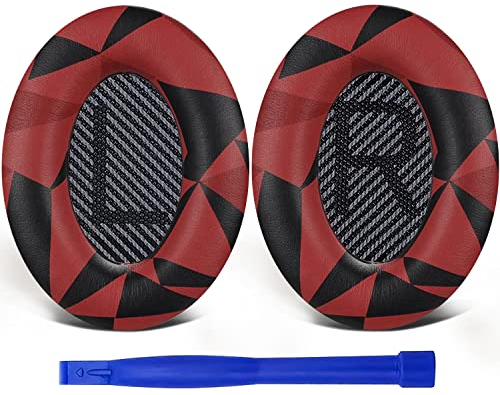 SoloWIT Replacement Earpads Cushions for Bose QuietComfort 35 (QC35) & Quiet Comfort 35 II (QC35 ii) Headphones, Ear Pads with Softer Leather, Noise Isolation Foam, Added Thickness (Red Storm)