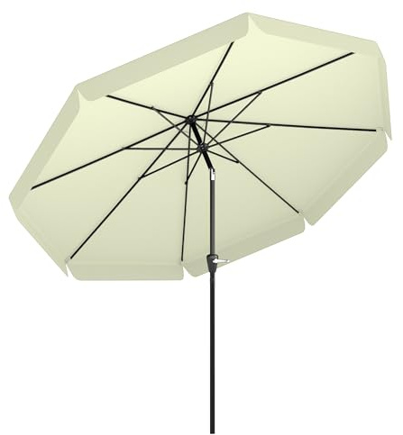 Outsunny Sonnenschirm Terrassenschirm Marktschirm Ø2,66 m UV-Schutz 50+ Gartenschirm 8 Rippen verstellbar Beige