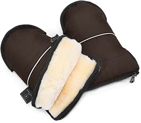 Lammfell Handwärmer von WERNER CHRIST BABY – GLOVY Handschuhe sind der ideale Kinderwagen-Muff aus medizinischem Fell, warmer universaler und wasserabweisender Handmuff, in Chocolate (braun)