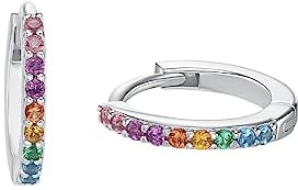 s.Oliver Creolen 925 Sterling Silber Mädchen Kinder Ohrschmuck, mit Zirkonia synth., 1,1 cm, Multicolor, Kommt in Schmuck Geschenk Box, 2034170