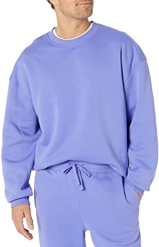 Amazon Essentials Herren Sweatshirt mit Rundhalsausschnitt und übergroßer Passform (erhältlich in Big & Tall), Lila Blau, M