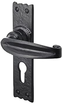 Old Hill Ironworks 158mm x 38mm Antique Charlbury Suite Lever Euro Cylinder Handles, Black