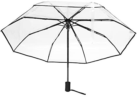 Jikoiuty Parapluie transparent automatique pour femmes et - Parapluie pliable coupe-vent - Parapluie transparent + bordure noire, Noir, transparent, transparent