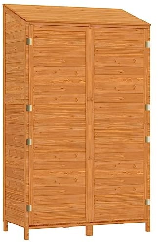 vidaXL Geräteschuppen Gartenhaus Schuppen Gerätehaus Lagerschuppen Satteldach Gartenschrank Pultdach Garten Braun 102x52x174,5cm Massivholz Tanne