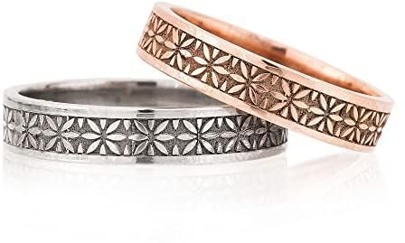 Rose Gold Wedding Ring Set Couple Matching Wedding Ring Set Personalized Silver Wedding Ring Set