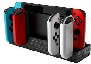 EgoGear - USB charging station for Nintendo Switch - Suitable for 4 Joy-Con + 8 Switch game holders - LED charging indicator - Non-slip base