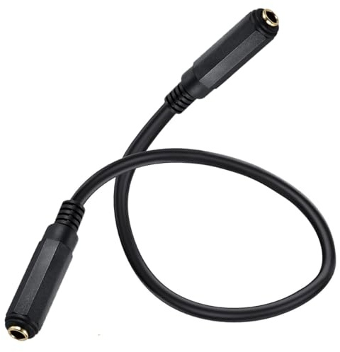 HUHANGGod 6.35mm Audio Connector, 1/4 Inch Coupler (20cm) | 6.35mm Female To Female Stereo Jack Adapter Joiner Cable for Extending Guitar, Instrument, PA Speaker/Microphone/Patch Cables