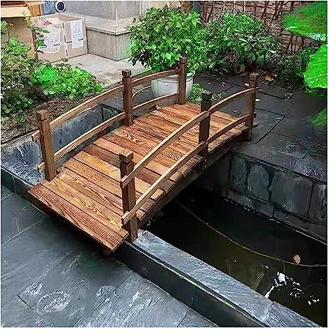 LZMZMQ Pont de Jardin Décor De Jardin Japonais Pont Extérieur, 140 Cm De Long Dégagement Extérieur Bois Classique Passerelle Arquée, pour Livre De Poisson/Lit du Ruisseau/Cultiver