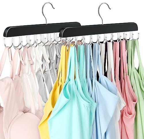 Resovo BH-Aufhänger für Schrank, Tank-Top-Aufhänger, 20 Haken, faltbar, Holz, platzsparende Kleiderbügel, Schrank-Organizer und Aufbewahrung für Wohnheim und Wohnung für Tank-Top, BH, Schal usw.