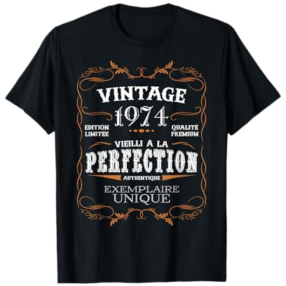 Vintage 1974 Cadeau Anniversaire 51 Ans Homme Femme Année 70 T-Shirt