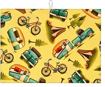 Abtropfmatte für Auto und Fahrrad, saugfähig, rutschfest, Mikrofaser, Abtropfmatte für Küche, Theke, Urlaubsdekoration, 61 cm x 46 cm