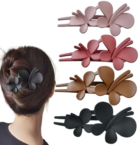RY-EARL 4 Stück Schmetterlings-Haarspange Haarklammer Damen Haarspange Groß Haarspangen,Entenschnabel-Form Haarnadel Haarschmuck Für Frauen Mädchen