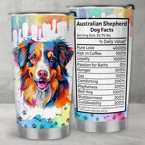 Trinkbecher mit Australian Shepherd, Edelstahl, 590 ml, lustiges und einzigartiges Geschenk für australische Hundebesitzer, perfekt für Weihnachten, Geburtstag und Jubiläumsfeiern
