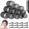 WuGU Bigoudis Cheveux, 31 Pièces Rouleau Cheveux, Gros Bigoudis Cheveux, 3 Tailles (64mm 48mm 36mm) Rouleaux Cheveux avec 12 Pinces Cheveux, Boucles Sans Chaleur, Bigoudis Cheveux Long & Court-Noir